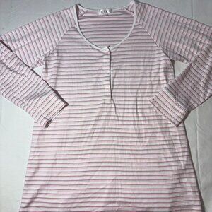 LAKE Pajama Maternity Nursing Friendly Pima Cotton Long Sleeve Shirt - Size S